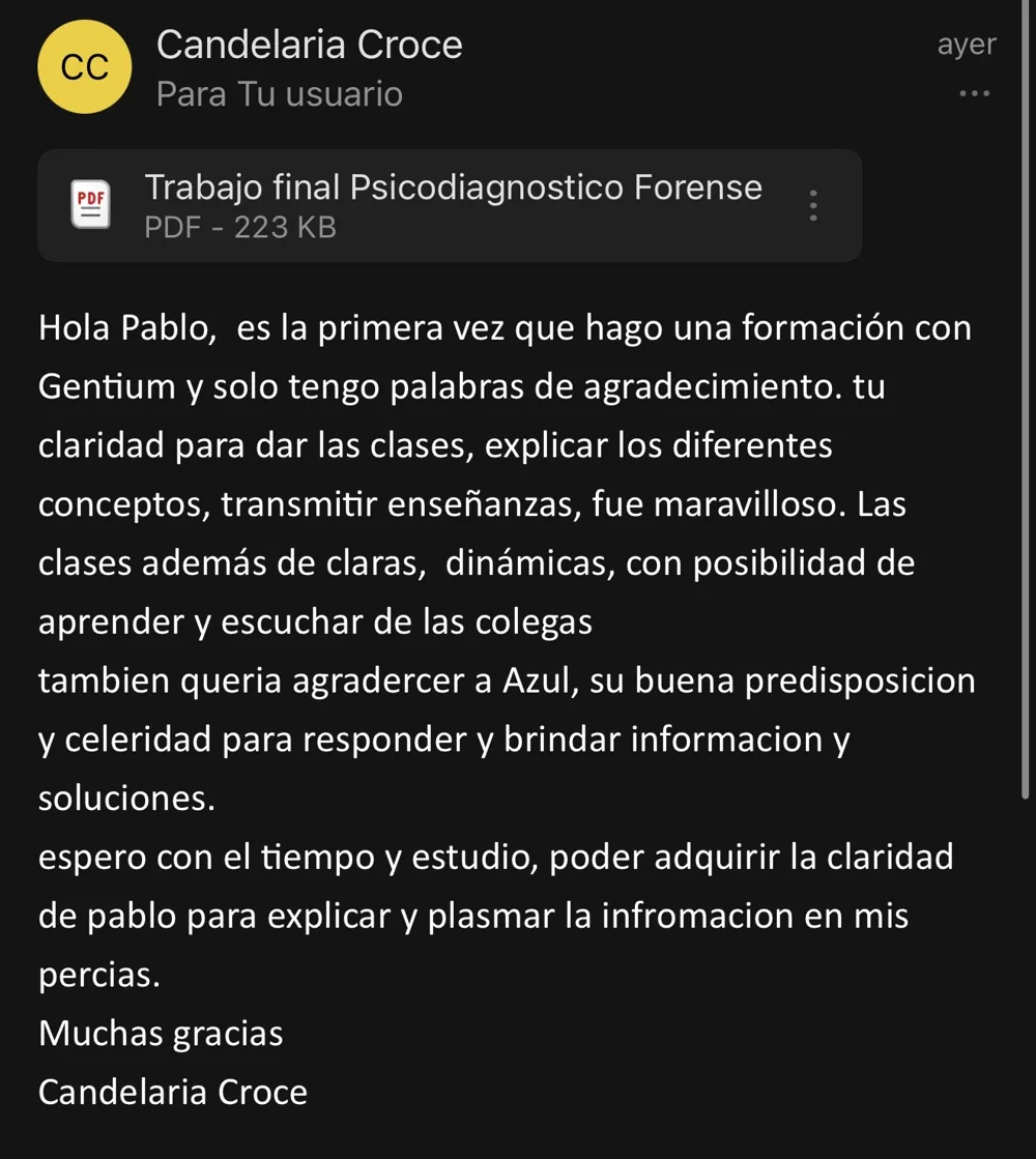 Reseña de un alumno del curso