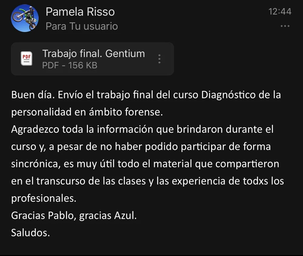 Reseña de un alumno del curso